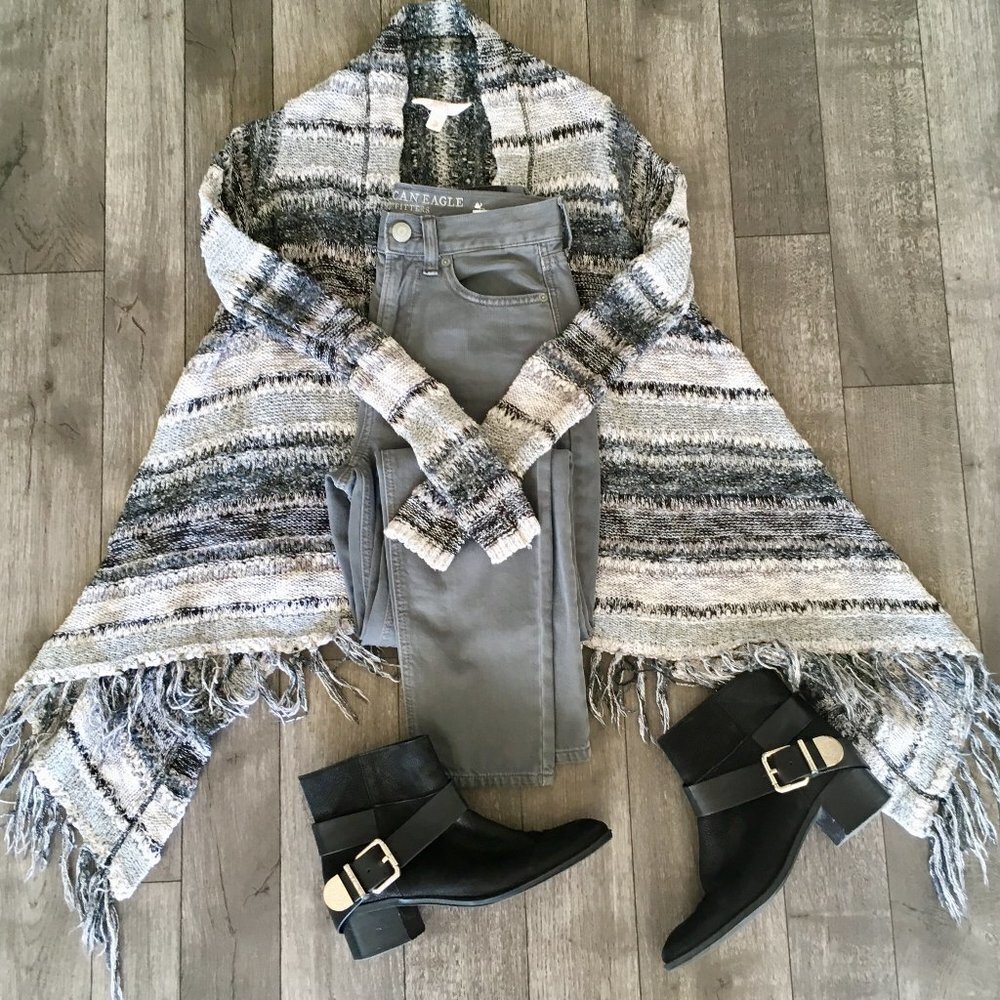 Sun & Shadow boho open knit drape cardigan sweater